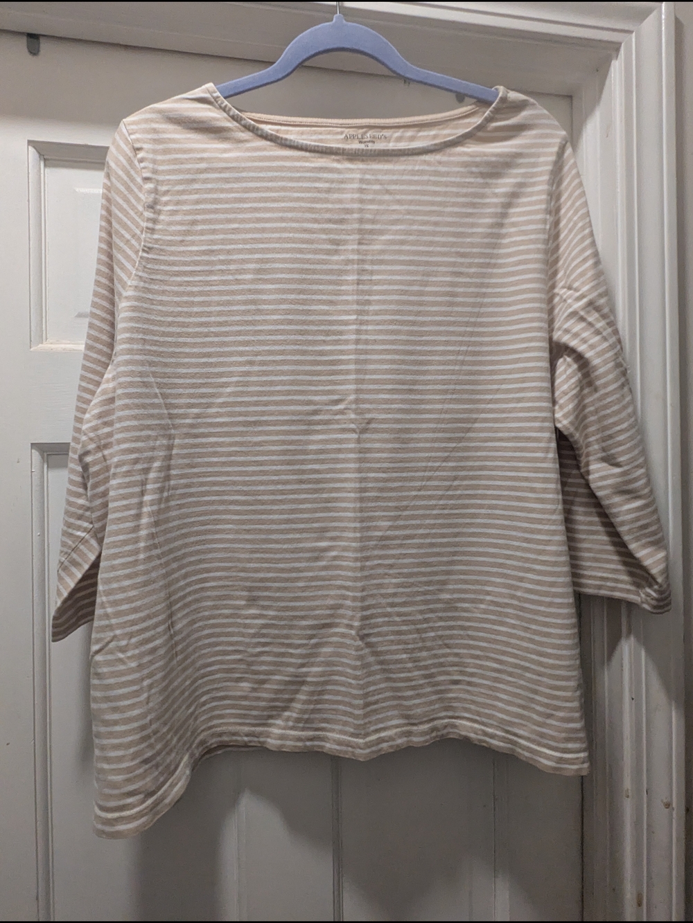 Appleseed's Beige & White Striped Long Sleeve Top